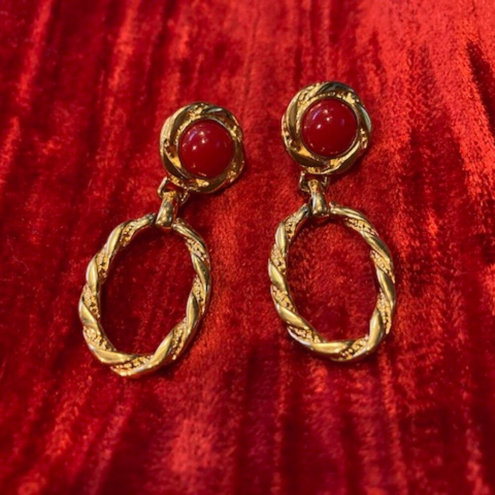 Vintage 80s rope braid dangle earrings